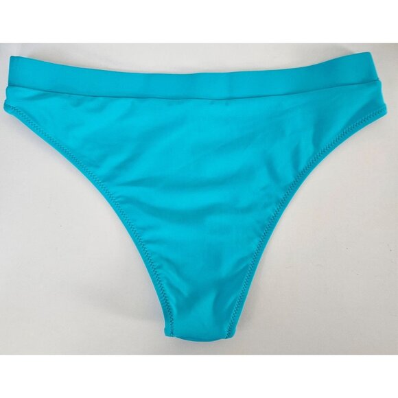 Womens Med Aqua High-Waisted High Cut Bikini Set Sporty Fully Lined Beach - Picture 6 of 7